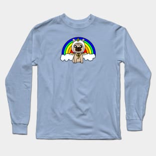 Chibi Unicorn Pug Rainbow (Small Design) Long Sleeve T-Shirt